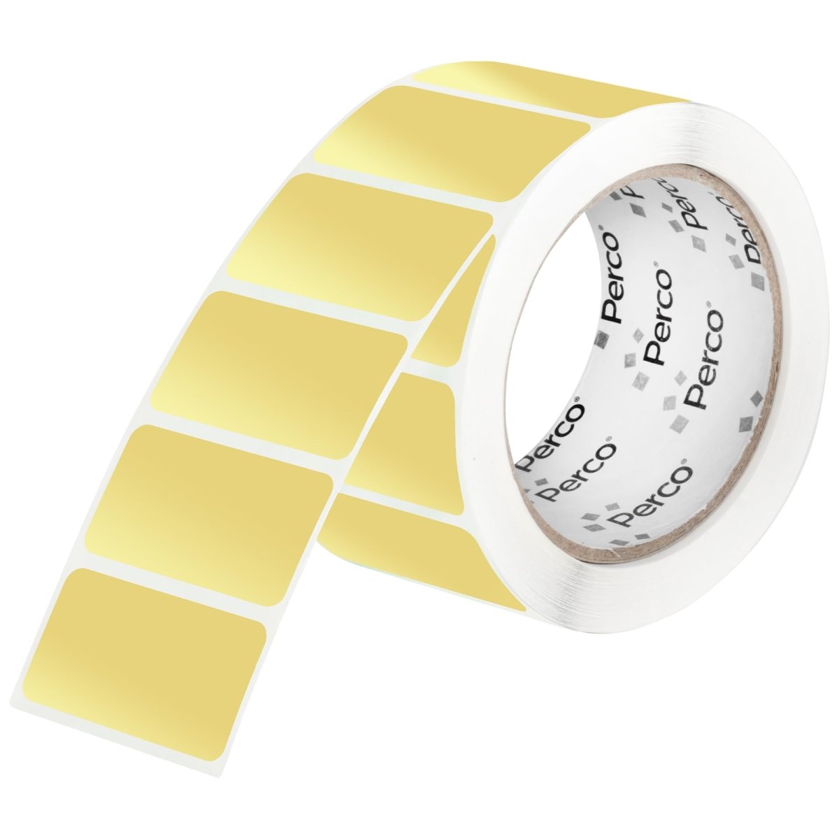 Perco 1x2 Inch Sticker Labels with Easy Peel Perforation—500 Stickers Per Roll — Strong Adhesion, Vibrant Colors for Folders, Barcodes, Jars & Bins in Office, Mailing, Inventory & Crafting—Made in USA - Metallic Gold