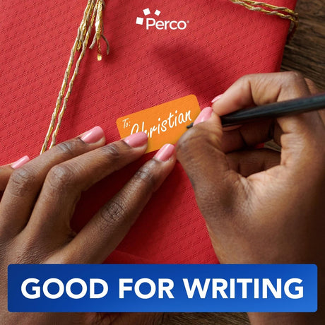 Perco 1x2 Inch Sticker Labels with Easy Peel Perforation—500 Stickers Per Roll — Strong Adhesion, Vibrant Colors for Folders, Barcodes, Jars & Bins in Office, Mailing, Inventory & Crafting—Made in USA - Fluorescent Orange