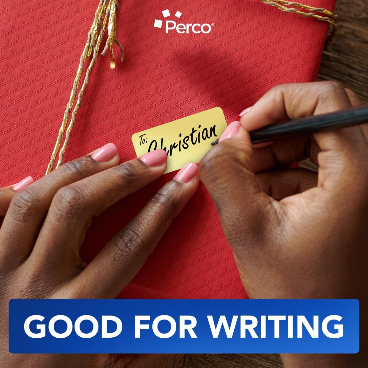 Perco 1x2 Inch Sticker Labels with Easy Peel Perforation—500 Stickers Per Roll — Strong Adhesion, Vibrant Colors for Folders, Barcodes, Jars & Bins in Office, Mailing, Inventory & Crafting—Made in USA - Metallic Gold