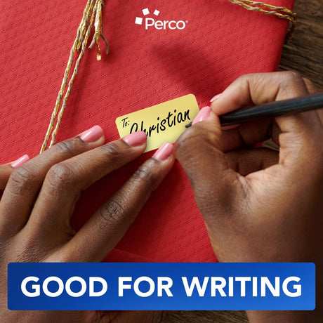 Perco 1x2 Inch Sticker Labels with Easy Peel Perforation—500 Stickers Per Roll — Strong Adhesion, Vibrant Colors for Folders, Barcodes, Jars & Bins in Office, Mailing, Inventory & Crafting—Made in USA - Metallic Gold