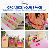 Perco 1x2 Inch Sticker Labels with Easy Peel Perforation—500 Stickers Per Roll — Strong Adhesion, Vibrant Colors for Folders, Barcodes, Jars & Bins in Office, Mailing, Inventory & Crafting—Made in USA - Fluorescent Pink