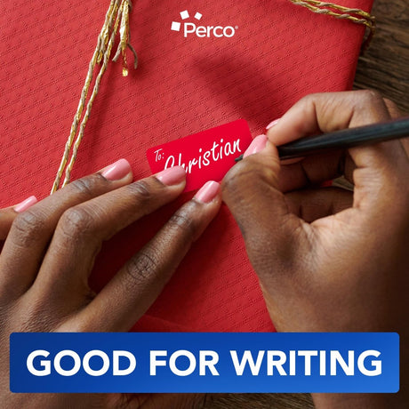 Perco 1x2 Inch Sticker Labels with Easy Peel Perforation—500 Stickers Per Roll — Strong Adhesion, Vibrant Colors for Folders, Barcodes, Jars & Bins in Office, Mailing, Inventory & Crafting—Made in USA - Red