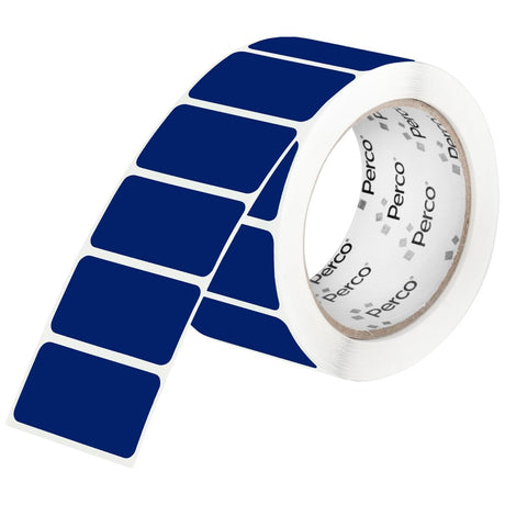 Perco 1x2 Inch Sticker Labels with Easy Peel Perforation—500 Stickers Per Roll — Strong Adhesion, Vibrant Colors for Folders, Barcodes, Jars & Bins in Office, Mailing, Inventory & Crafting—Made in USA - Dark Blue