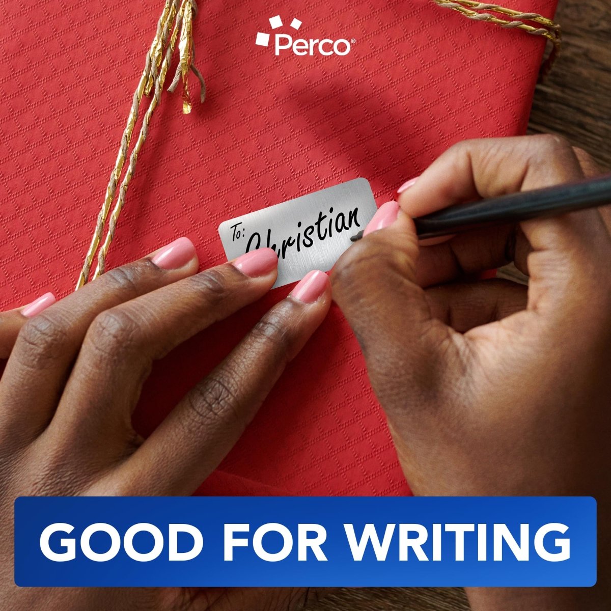 Perco 1x2 Inch Sticker Labels with Easy Peel Perforation—500 Stickers Per Roll — Strong Adhesion, Vibrant Colors for Folders, Barcodes, Jars & Bins in Office, Mailing, Inventory & Crafting—Made in USA - Metallic Silver