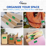 Perco 1x2 Inch Sticker Labels with Easy Peel Perforation—500 Stickers Per Roll — Strong Adhesion, Vibrant Colors for Folders, Barcodes, Jars & Bins in Office, Mailing, Inventory & Crafting—Made in USA - Green