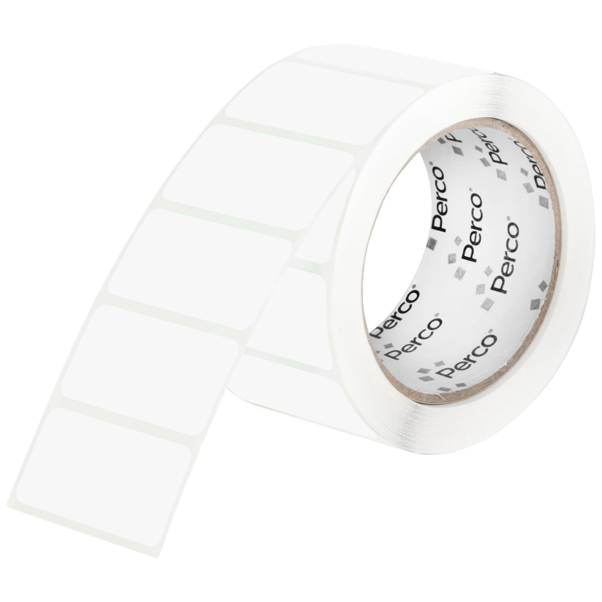 Perco 1x2 Inch Sticker Labels with Easy Peel Perforation—500 Stickers Per Roll — Strong Adhesion, Vibrant Colors for Folders, Barcodes, Jars & Bins in Office, Mailing, Inventory & Crafting—Made in USA - Clear