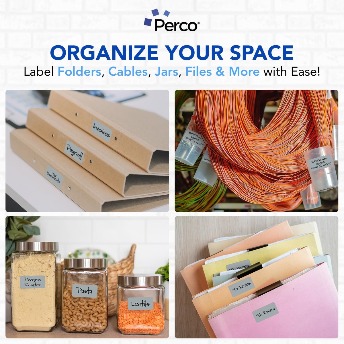 Perco 1x2 Inch Sticker Labels with Easy Peel Perforation—500 Stickers Per Roll — Strong Adhesion, Vibrant Colors for Folders, Barcodes, Jars & Bins in Office, Mailing, Inventory & Crafting—Made in USA - Grey