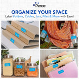 Perco 1x2 Inch Sticker Labels with Easy Peel Perforation—500 Stickers Per Roll — Strong Adhesion, Vibrant Colors for Folders, Barcodes, Jars & Bins in Office, Mailing, Inventory & Crafting—Made in USA - Light Blue