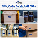 Perco 1x2 Inch Sticker Labels with Easy Peel Perforation—500 Stickers Per Roll — Strong Adhesion, Vibrant Colors for Folders, Barcodes, Jars & Bins in Office, Mailing, Inventory & Crafting—Made in USA - Dark Blue
