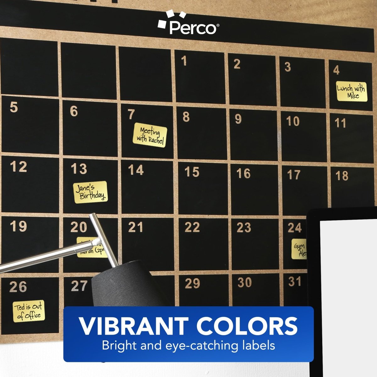 Perco 1x2 Inch Sticker Labels with Easy Peel Perforation—500 Stickers Per Roll — Strong Adhesion, Vibrant Colors for Folders, Barcodes, Jars & Bins in Office, Mailing, Inventory & Crafting—Made in USA - Metallic Gold
