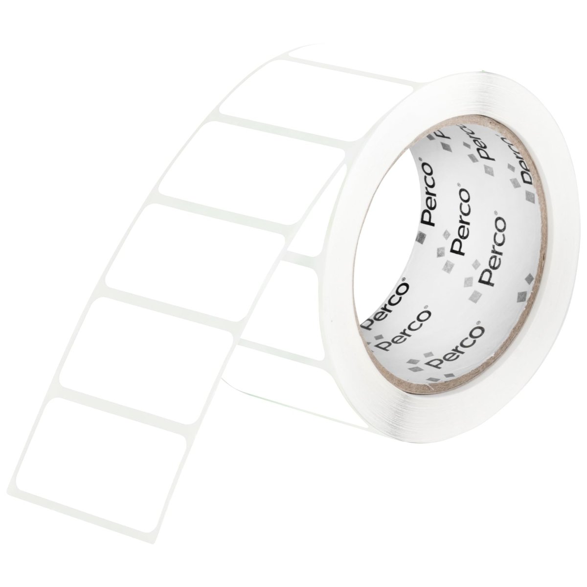 Perco 1x2 Inch Sticker Labels with Easy Peel Perforation—500 Stickers Per Roll — Strong Adhesion, Vibrant Colors for Folders, Barcodes, Jars & Bins in Office, Mailing, Inventory & Crafting—Made in USA - White