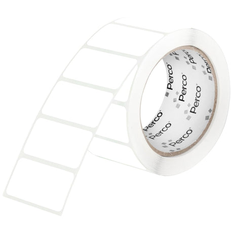 Perco 1x2 Inch Sticker Labels with Easy Peel Perforation—500 Stickers Per Roll — Strong Adhesion, Vibrant Colors for Folders, Barcodes, Jars & Bins in Office, Mailing, Inventory & Crafting—Made in USA - White