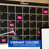 Perco 1x2 Inch Sticker Labels with Easy Peel Perforation—500 Stickers Per Roll — Strong Adhesion, Vibrant Colors for Folders, Barcodes, Jars & Bins in Office, Mailing, Inventory & Crafting—Made in USA - Fluorescent Pink