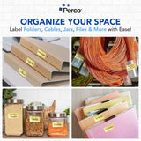 Perco 1x2 Inch Sticker Labels with Easy Peel Perforation—500 Stickers Per Roll — Strong Adhesion, Vibrant Colors for Folders, Barcodes, Jars & Bins in Office, Mailing, Inventory & Crafting—Made in USA - Metallic Gold