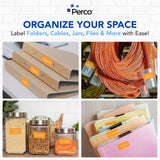 Perco 1x2 Inch Sticker Labels with Easy Peel Perforation—500 Stickers Per Roll — Strong Adhesion, Vibrant Colors for Folders, Barcodes, Jars & Bins in Office, Mailing, Inventory & Crafting—Made in USA - Fluorescent Orange