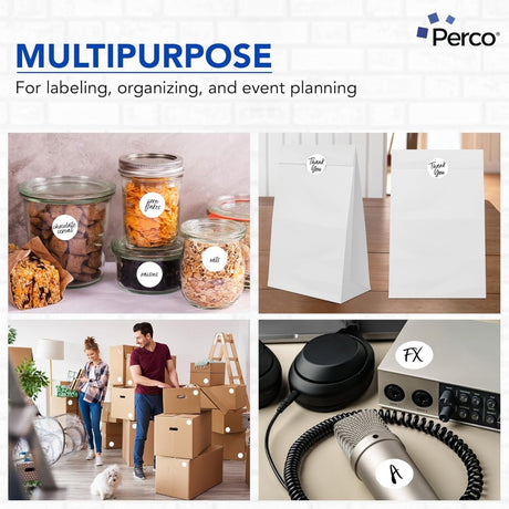 Perco 2 - Inch Round Circle Dot Sticker Labels – Easy Peel Perforation – Made in USA - White 3 Rolls / 500 Labels Each / 1500 Labels Total