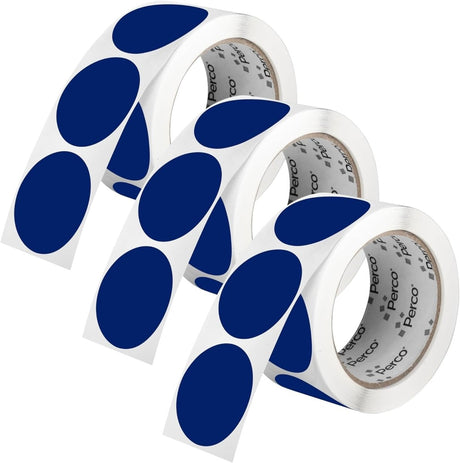 Perco 2 - Inch Round Circle Dot Sticker Labels – Easy Peel Perforation – Made in USA - Dark Blue 3 Rolls / 500 Labels Each / 1500 Labels Total
