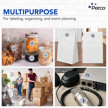 Perco 2 - Inch Round Circle Dot Sticker Labels – Easy Peel Perforation – Made in USA - Silver 3 Rolls / 500 Labels Each / 1500 Labels Total