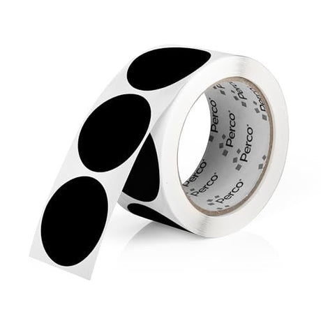 Perco 2 - Inch Round Circle Dot Sticker Labels – Easy Peel Perforation – Made in USA - Black 1 Roll / 500 Labels Total