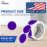 Perco 2 - Inch Round Circle Dot Sticker Labels – Easy Peel Perforation – Made in USA - Purple 1 Roll / 500 Labels Total