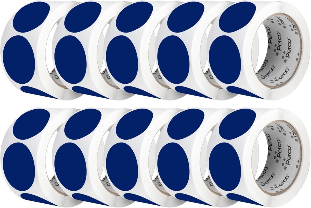 Perco 2 - Inch Round Circle Dot Sticker Labels – Easy Peel Perforation – Made in USA - Dark Blue 10 Rolls / 500 Labels Each / 5000 Labels Total