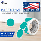 Perco 2 - Inch Round Circle Dot Sticker Labels – Easy Peel Perforation – Made in USA - Teal 1 Roll / 500 Labels Total