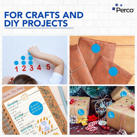 Perco 2 - Inch Round Circle Dot Sticker Labels – Easy Peel Perforation – Made in USA - Light Blue 1 Roll / 500 Labels Total