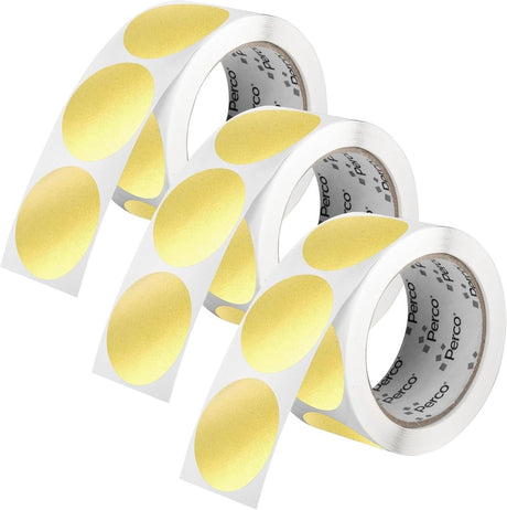 Perco 2 - Inch Round Circle Dot Sticker Labels – Easy Peel Perforation – Made in USA - Gold 3 Rolls / 500 Labels Each / 1500 Labels Total