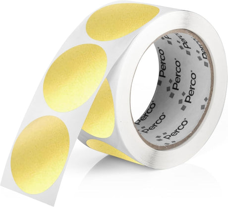 Perco 2 - Inch Round Circle Dot Sticker Labels – Easy Peel Perforation – Made in USA - Gold 1 Roll / 500 Labels Total