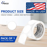 Perco 2 - Inch Round Circle Dot Sticker Labels – Easy Peel Perforation – Made in USA - White 1 Roll / 500 Labels Total