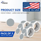 Perco 2 - Inch Round Circle Dot Sticker Labels – Easy Peel Perforation – Made in USA - Grey 3 Rolls / 500 Labels Each / 1500 Labels Total