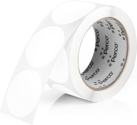Perco 2 - Inch Round Circle Dot Sticker Labels – Easy Peel Perforation – Made in USA - White 1 Roll / 500 Labels Total