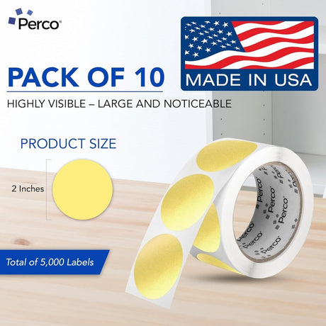 Perco 2 - Inch Round Circle Dot Sticker Labels – Easy Peel Perforation – Made in USA - Dark Blue 10 Rolls / 500 Labels Each / 5000 Labels Total