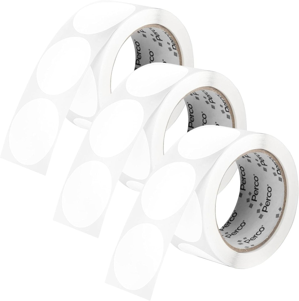 Perco 2 - Inch Round Circle Dot Sticker Labels – Easy Peel Perforation – Made in USA - White 3 Rolls / 500 Labels Each / 1500 Labels Total