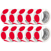 Perco 2 - Inch Round Circle Dot Sticker Labels – Easy Peel Perforation – Made in USA - Red 10 Rolls / 500 Labels Each / 5000 Labels Total