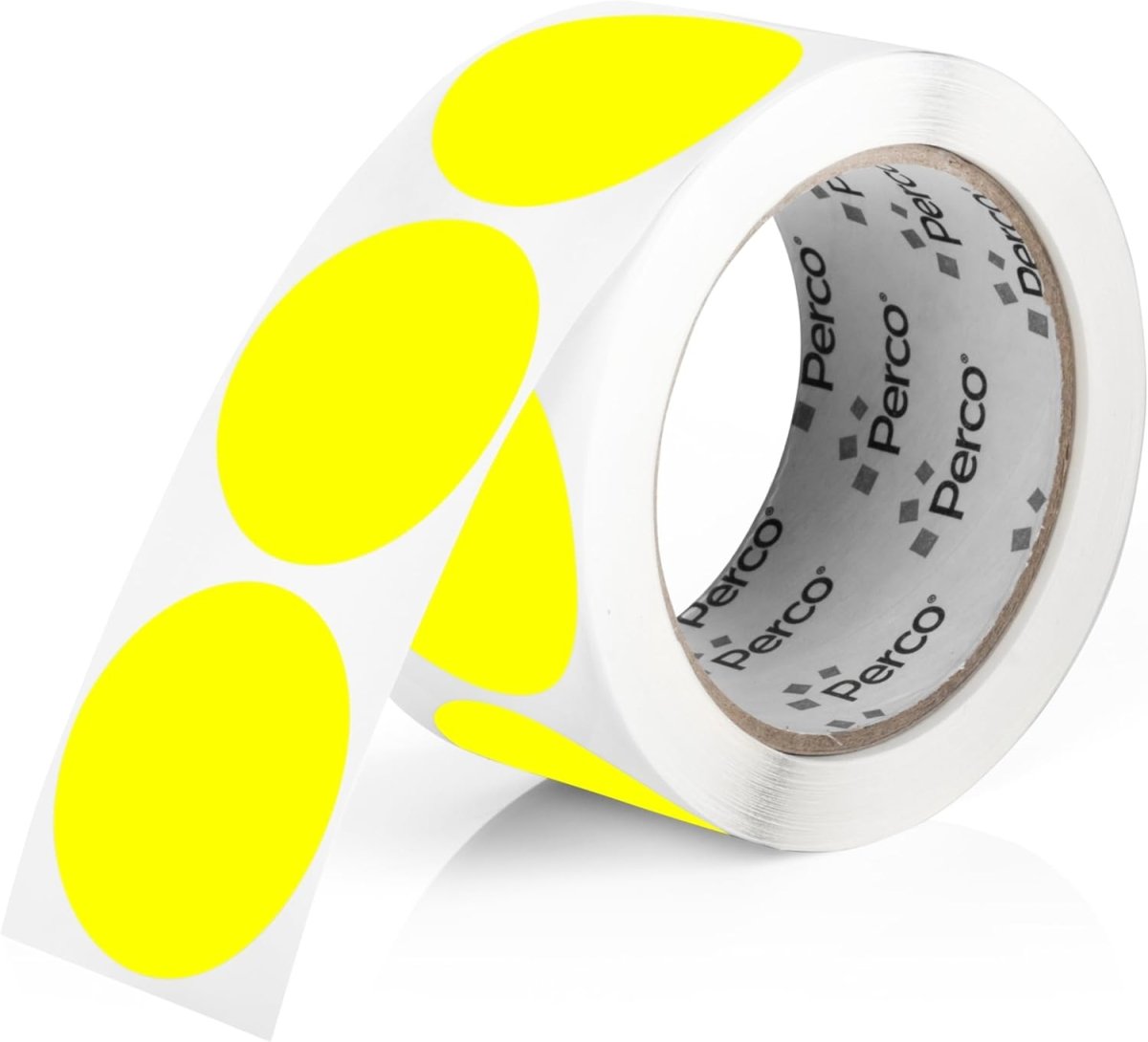 Perco 2 - Inch Round Circle Dot Sticker Labels – Easy Peel Perforation – Made in USA - Fluorescent Yellow 1 Roll / 500 Labels Total