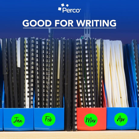 Perco 2 - Inch Round Circle Dot Sticker Labels – Easy Peel Perforation – Made in USA - Fluorescent Green 1 Roll / 500 Labels Total