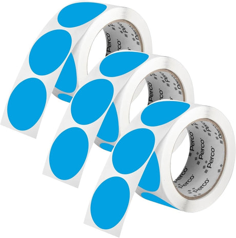 Perco 2 - Inch Round Circle Dot Sticker Labels – Easy Peel Perforation – Made in USA - Light Blue 3 Rolls / 500 Labels Each / 1500 Labels Total