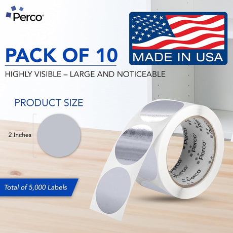 Perco 2 - Inch Round Circle Dot Sticker Labels – Easy Peel Perforation – Made in USA - Dark Blue 10 Rolls / 500 Labels Each / 5000 Labels Total