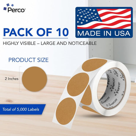 Perco 2 - Inch Round Circle Dot Sticker Labels – Easy Peel Perforation – Made in USA - Dark Blue 10 Rolls / 500 Labels Each / 5000 Labels Total