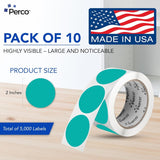 Perco 2 - Inch Round Circle Dot Sticker Labels – Easy Peel Perforation – Made in USA - Dark Blue 10 Rolls / 500 Labels Each / 5000 Labels Total