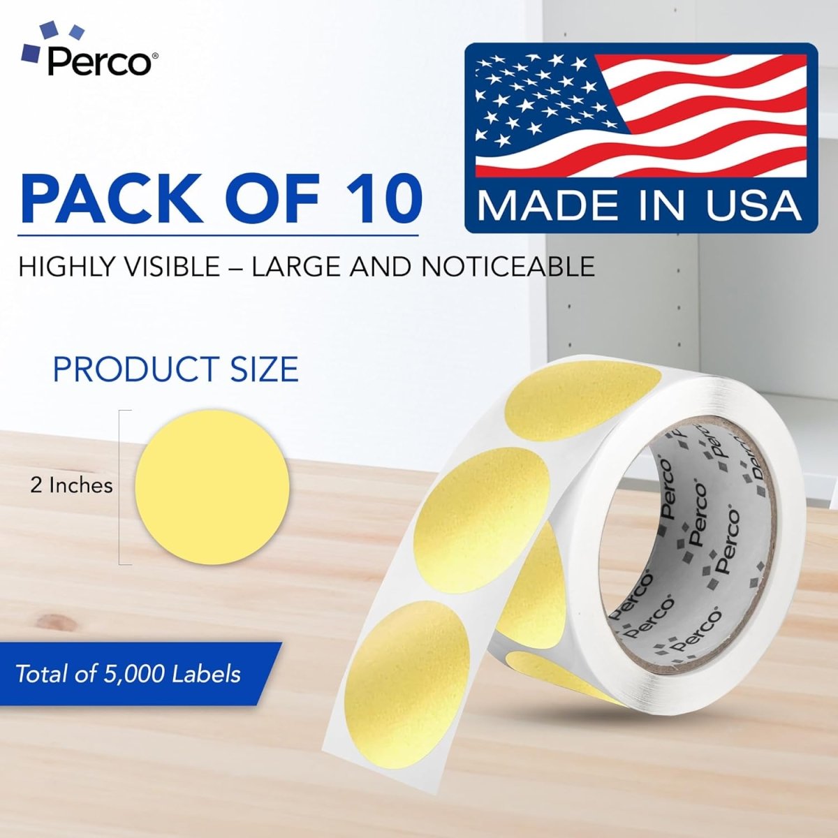 Perco 2 - Inch Round Circle Dot Sticker Labels – Easy Peel Perforation – Made in USA - Dark Blue 10 Rolls / 500 Labels Each / 5000 Labels Total