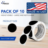 Perco 2 - Inch Round Circle Dot Sticker Labels – Easy Peel Perforation – Made in USA - Kraft Brown 10 Rolls / 500 Labels Each / 5000 Labels Total