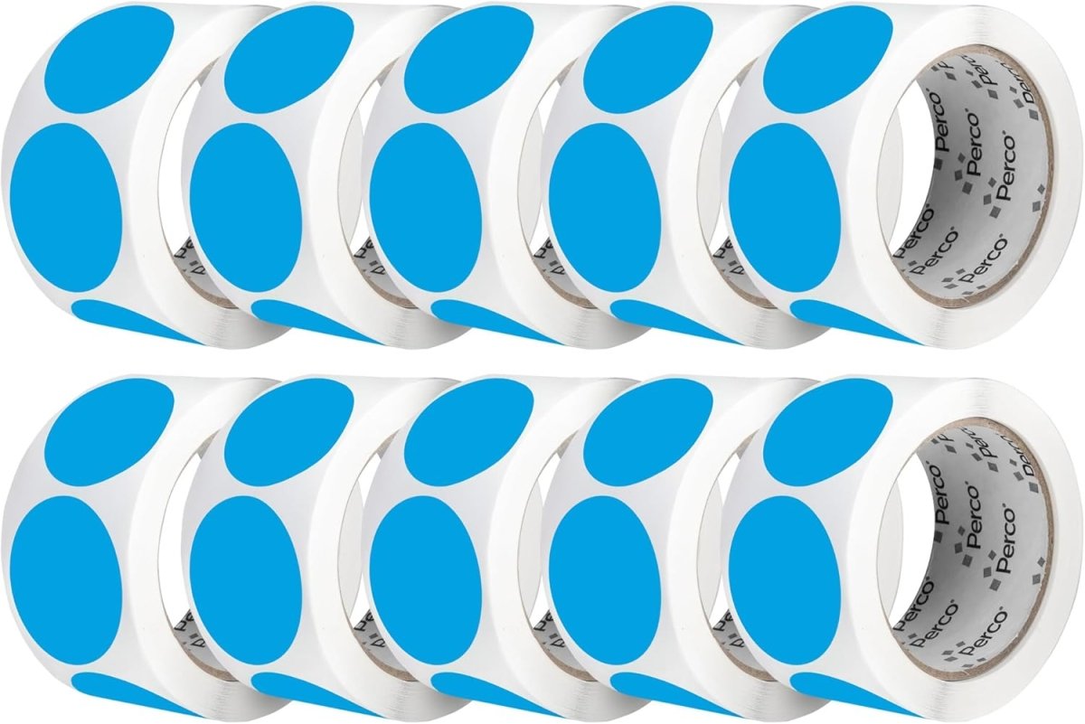 Perco 2 - Inch Round Circle Dot Sticker Labels – Easy Peel Perforation – Made in USA - Light Blue 10 Rolls / 500 Labels Each / 5000 Labels Total