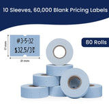 Perco 2 Line Labels - Blank Price and Date Gun Labels for Perco 2 Line Price and Date Guns - Made in USA - Blue 10 Sleeves