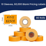 Perco 2 Line Labels - Blank Price and Date Gun Labels for Perco 2 Line Price and Date Guns - Made in USA - Fluorescent Orange 10 Sleeves