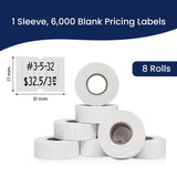 Perco 2 Line Labels - Blank Price and Date Gun Labels for Perco 2 Line Price and Date Guns - Made in USA - White 1 Sleeve