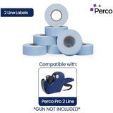Perco 2 Line Labels - Blank Price and Date Gun Labels for Perco 2 Line Price and Date Guns - Made in USA - Blue 4 Sleeves