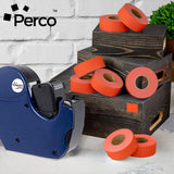 Perco 2 Line Labels - Blank Price and Date Gun Labels for Perco 2 Line Price and Date Guns - Made in USA - Fluorescent Red 10 Sleeves