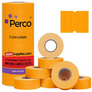Perco 2 Line Labels - Blank Price and Date Gun Labels for Perco 2 Line Price and Date Guns - Made in USA - Fluorescent Orange 1 Sleeve